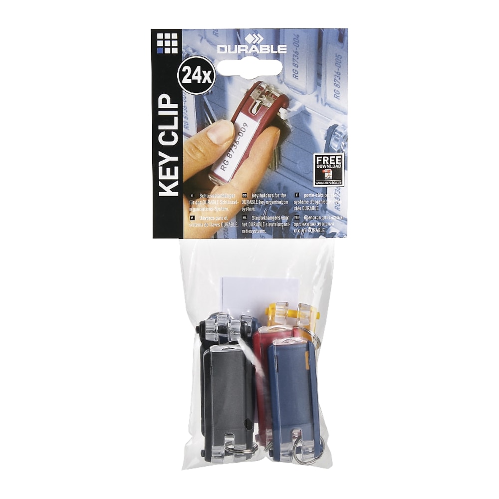 Durable Label Window Key Tags, Pack Of 24, Assorted Colors MPN:194900