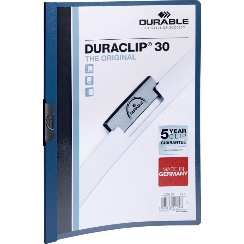Durable Duraclip 30 Report Covers, 8 1/2in x 11in, Dark Blue MPN:220307