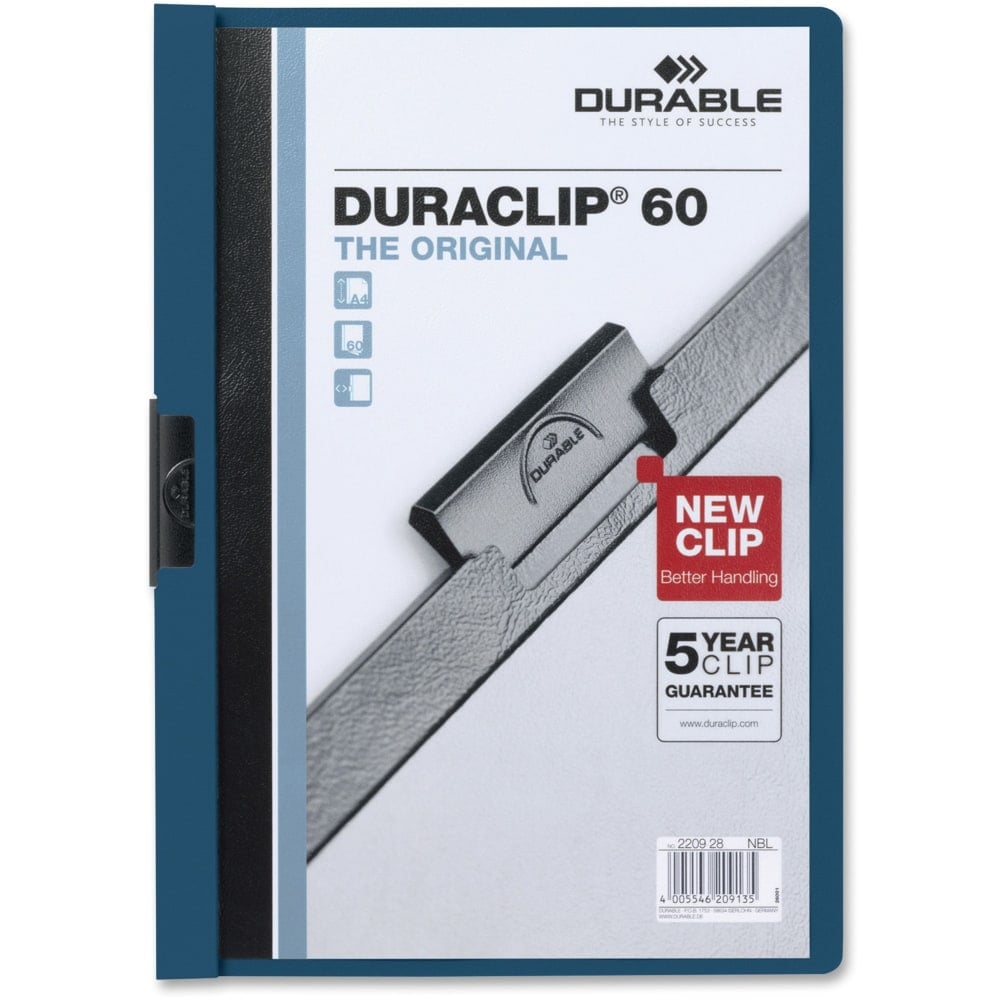 Durable Duraclip 60 Report Covers, 8 1/2in x 11in, Dark Blue (Min Order Qty 23) MPN:221407