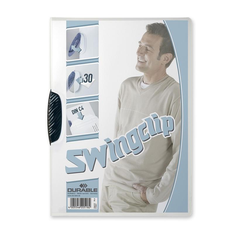 Durable Swing Clip Poly Report Covers, 8 1/2in x 11in, Black, Box Of 25 MPN:226301