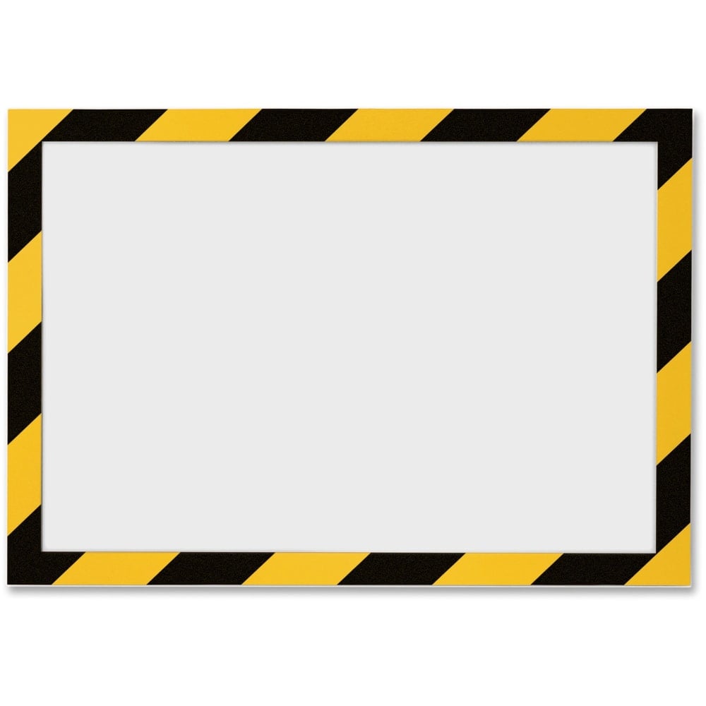 DURABLE DURAFRAME SECURITY Self-Adhesive Magnetic Letter Sign Holder - Holds Letter-Size 8-1/2in x 11in, Yellow/Black, 2 Pack MPN:4770130