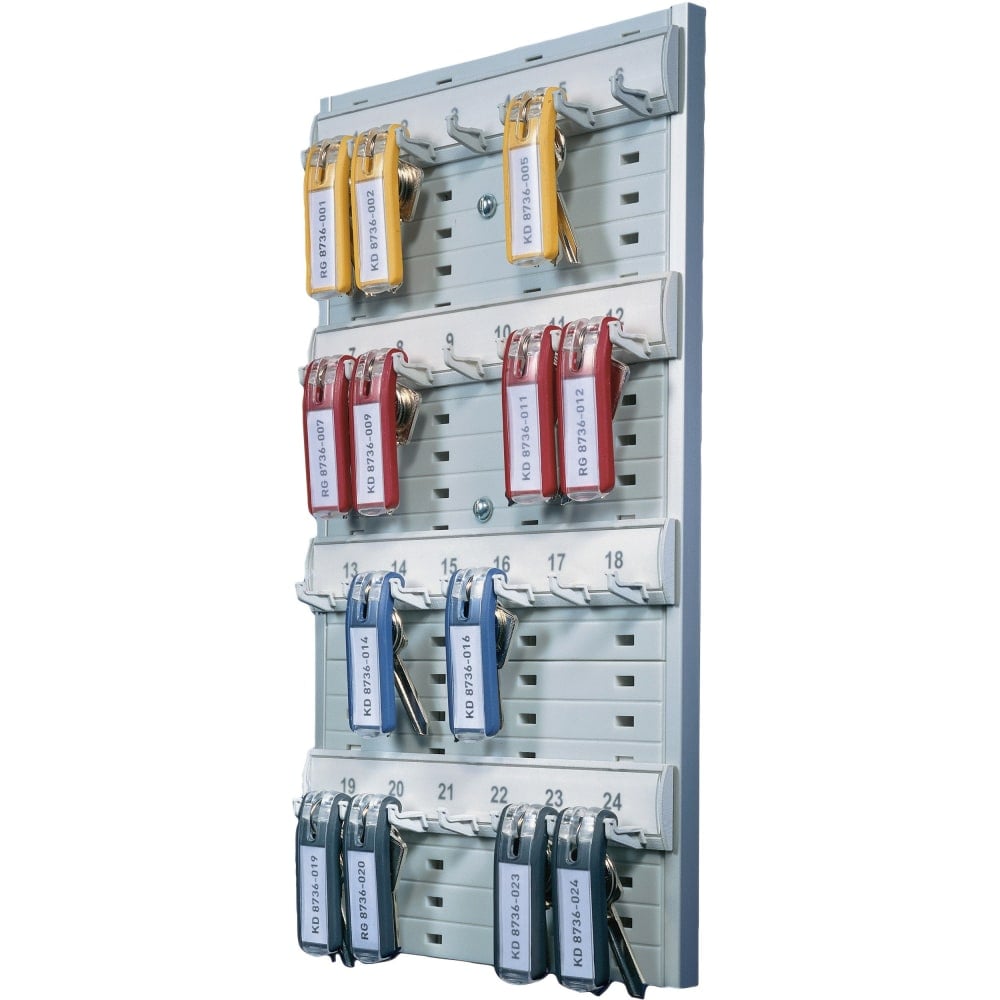 DURABLE Open 24-Key Rack - 8-2/5in W x 14-3/10in H x 1-3/10in D - Gray - Plastic MPN:195610