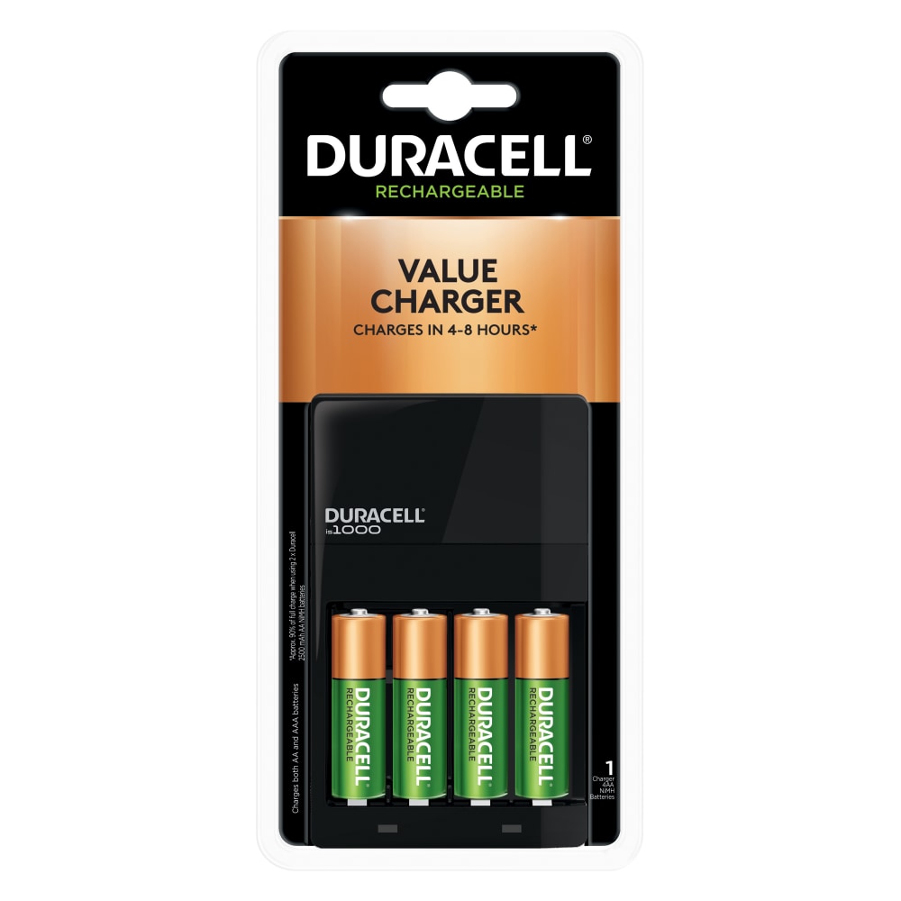 Duracell Rechargeable Ion Speed 1000 Battery Charger, Includes 4 AA NiMH Batteries (Min Order Qty 3) MPN:CEF14