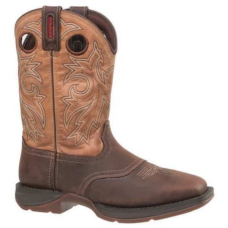 Men's Waterproof Western Boot, 9.5 W, Steel Toe, 11 in H, Brown/Tan, DB019 MPN:DB019