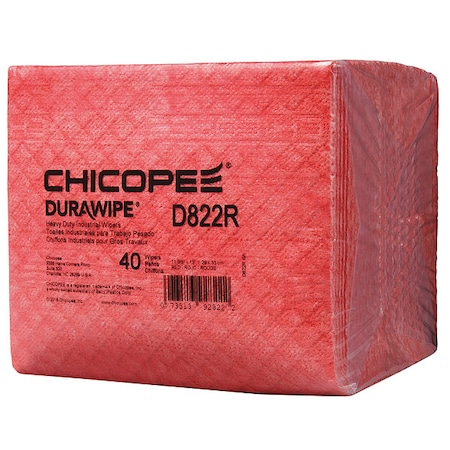 Durawipe 800 Wiper, Quarter Fold, Red, PK5 MPN:D822R