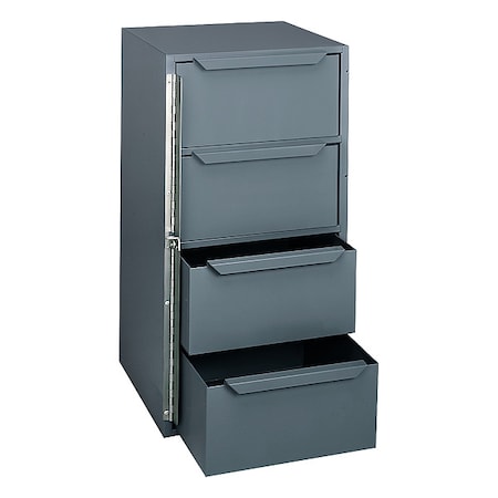 Storage Cabinet, Truck or Van, 24 1/2 in H, 12 5/8 in W, 12 1/8 in D, 4 Drawers, Steel, Gray MPN:610-95