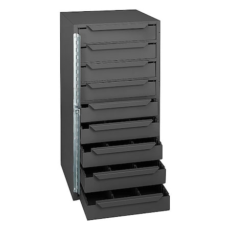 Storage Cabinet, 24 1/2 in H, 12 5/8 in W, 12 1/8 in D, 9 Drawers, 1 Shelves, Steel, Gray MPN:611-95