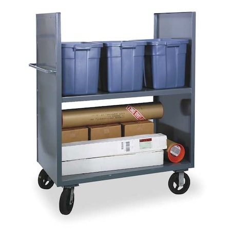 Dual-Side-Access Solid-Wall Metal Stock Truck, Steel, 2, 000 lb Load Capacity, 2 Shelves, Flat Handle MPN:2SPT-3060-2-2K-95