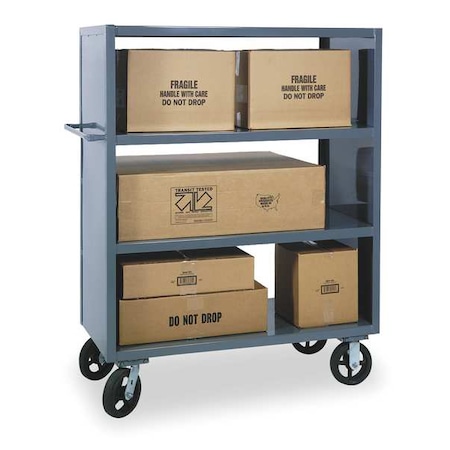 Dual-Side-Access Solid-Wall Metal Stock Truck, Steel, 2, 000 lb Load Capacity, 3 Shelves, Flat Handle MPN:2SPT-3060-3-2K-95