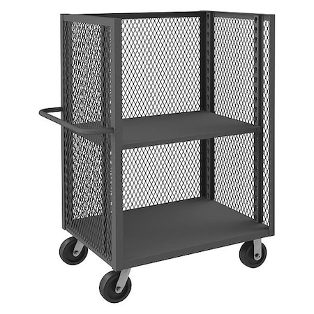 Mesh Truck, 3-sided, 1 Fixed Shelf And 1, 3000 lb Capacity, 36-3/8