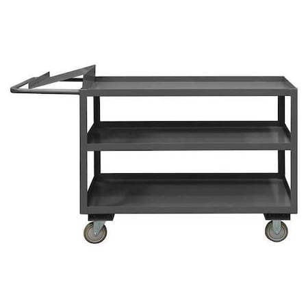 Flat Shelf Utility Cart, 14 ga. Steel, 1200 lb Load Capacity, 3 Shelves, 75-1/4