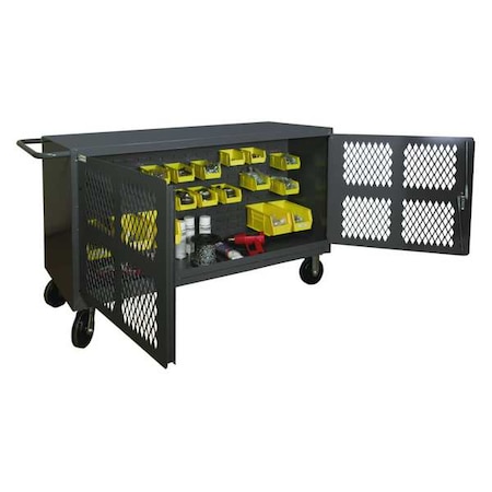 Dual-Side-Access Welded Mesh Security Cart with Louvered Panels, 2, 000 lb Capacity, 24 in W x MPN:PJ-2448-LP-95