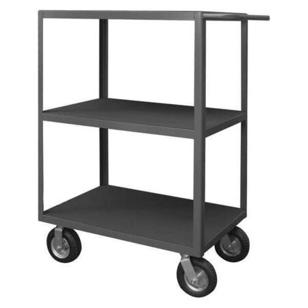 Flat Shelf Utility Cart, 14 ga. Steel/Vinyl (Matting), 1200 lb Load Capacity, 3 Shelves, 42-1/4