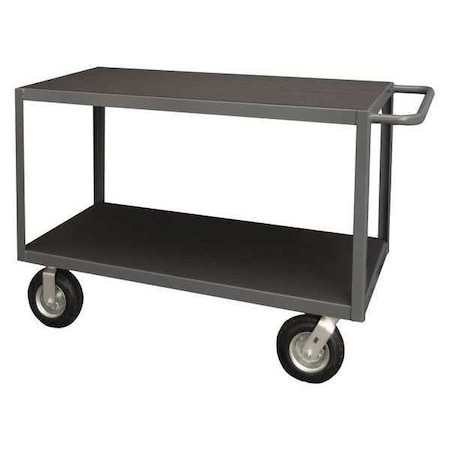 Flat Shelf Utility Cart, 14 ga. Steel/Vinyl (Matting), 1200 lb Load Capacity, 2 Shelves, 42-1/4
