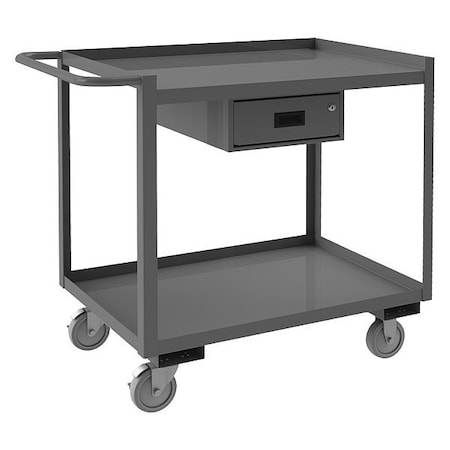 Stock cart, 2 shelf, 1 locking drawer, worksurface, 1200 lbs capacity MPN:RSC-2448-2-1DR-95