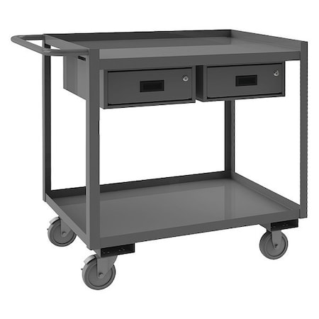 Stock cart, 2 shelf, 2 locking drawers, 1200 lbs capacity MPN:RSC-2448-2-2DR-95