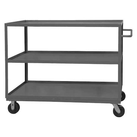 Flat Shelf Utility Cart, 14 ga. Steel, 3000 lb Load Capacity, 3 Shelves, 54-1/4