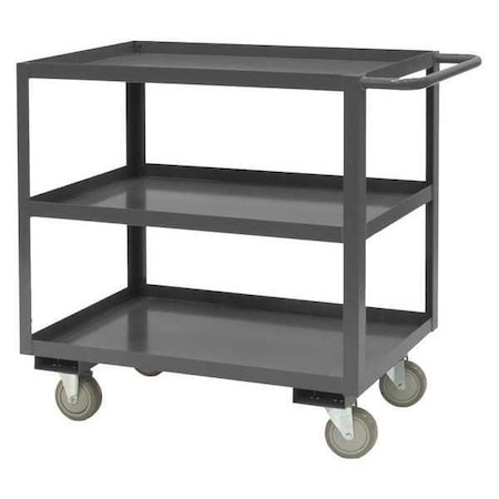Flat Shelf Utility Cart, 14 ga. Steel, 1200 lb Load Capacity, 3 Shelves, 66-1/4