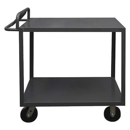 Flat Shelf Utility Cart, 14 ga. Steel, 3600 lb Load Capacity, 2 Shelves, 36-1/4