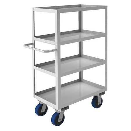 Corrosion-Resistant Utility Cart with Lipped Metal Shelves, Stainless Steel, 1, 200 lb Load Capacity MPN:SRSC1618304ALU6PU