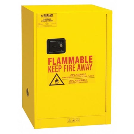 Flammable Safety Storage Cabinet, 12 gal, 1 Shelves, Steel, 23 in W x 35 in H x 18 in D, Yellow MPN:1012M-50