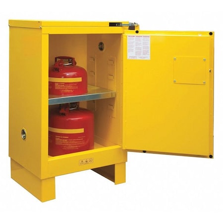 Flammable Safety Storage Cabinet, 12 gal, 1 Shelves, Steel, 23 in W x 42 1/2 in H x 18 in D, Yellow MPN:1012SL-50