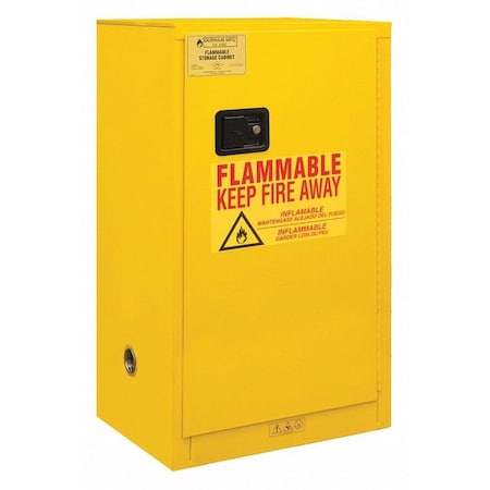 Flammable Safety Storage Cabinet, 16 gal, 1 Shelves, Steel, 23 in W x 44 in H x 18 in D, Yellow MPN:1016M-50