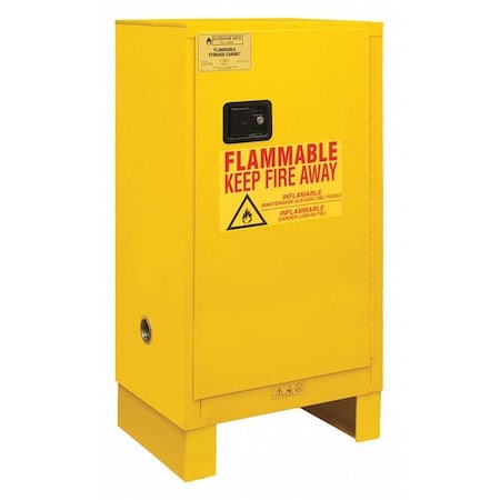Flammable Safety Storage Cabinet, 16 gal, 1 Shelves, Steel, 23 in W x 50 in H x 18 in D, Yellow MPN:1016ML-50