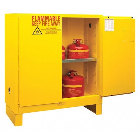 Flammable Safety Storage Cabinet, 30 gal, 1 Shelves, Steel, 43 in W x 50 in H x 18 in D, Yellow MPN:1030ML-50