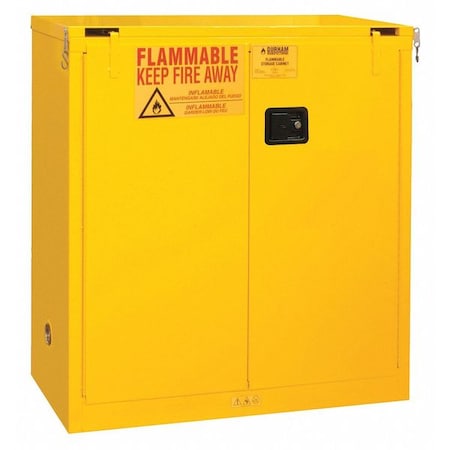 Flammable Safety Storage Cabinet, 30 gal, 1 Shelves, Steel, 43 in W x 45 1/2 in H x 18 in D, Yellow MPN:1030S-50