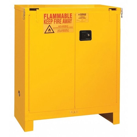 Flammable Safety Storage Cabinet, 30 gal, 2 Shelves, Steel, 43 in W x 51 1/2 in H x 18 in D, Yellow MPN:1030SL-50