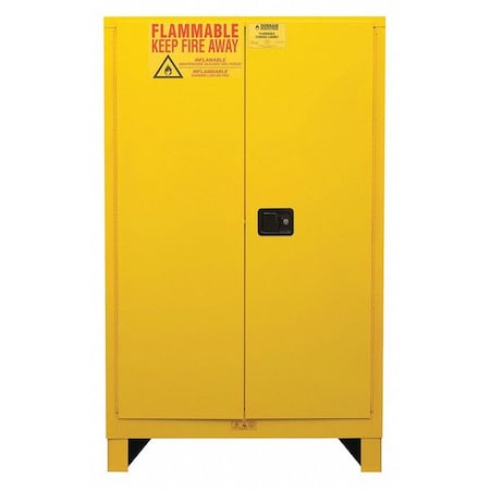 Flammable Safety Storage Cabinet, 45 gal, 2 Shelves, Steel, 43 in W x 71 in H x 18 in D, Yellow MPN:1045ML-50
