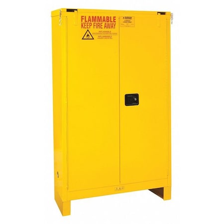 Flammable Safety Storage Cabinet, 45 gal, 2 Shelves, Steel, 43 in W x 72 1/2 in H x 18 in D, Yellow MPN:1045SL-50