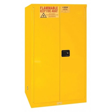 Flammable Safety Storage Cabinet, 60 gal, 2 Shelves, Steel, 34 in W x 65 in H x 34 in D, Yellow MPN:1060M-50