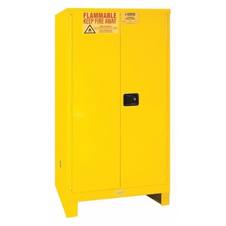 Flammable Safety Storage Cabinet, 60 gal, 2 Shelves, Steel, 34 in W x 71 in H x 34 in D, Yellow MPN:1060ML-50