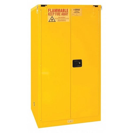 Flammable Safety Storage Cabinet, 60 gal, 2 Shelves, Steel, 34 in W x 66 1/2 in H x 34 in D, Yellow MPN:1060S-50