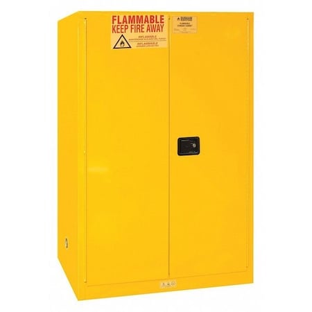 Flammable Safety Storage Cabinet, 90 gal, 2 Shelves, Steel, 43 in W x 65 in H x 34 in D, Yellow MPN:1090M-50