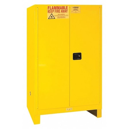 Flammable Safety Storage Cabinet, 90 gal, 2 Shelves, Steel, 43 in W x 71 in H x 34 in D, Yellow MPN:1090ML-50