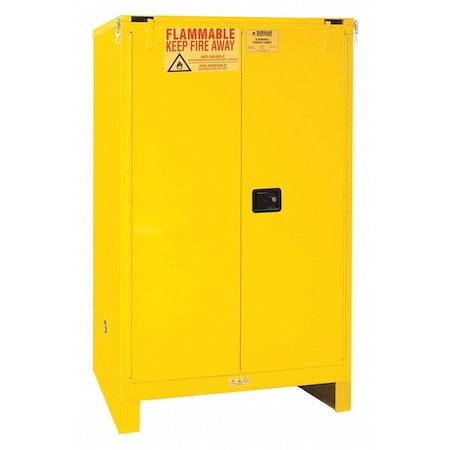Flammable Safety Storage Cabinet, 90 gal, 2 Shelves, Steel, 43 in W x 72 1/2 in H x 34 in D, Yellow MPN:1090SL-50