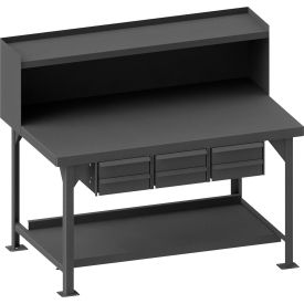 Durham Mfg.® Extra Heavy Duty Workbench with 3 Drawers & Bottom Shelf Flush Edge 72