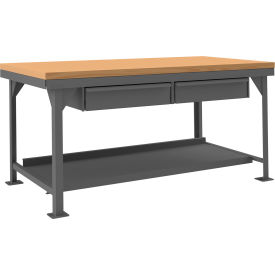 Durham Mfg.® Extra Heavy Duty Workbench with 2 Drawers & Bottom Shelf Flush Edge 96