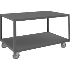 Durham Mfg.®Mobile Machine Table Steel Square Edge2 Shelves 48-1/4