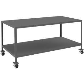 Durham Mfg. Mobile Machine Table W/ 2 Shelves Steel Square Edge 72