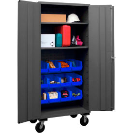Durham Mobile Bin Cabinet 3501M-BLP-12-2S-5295 - 12 Blue Bins 36