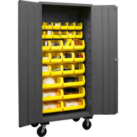 Durham Mobile Bin Cabinet 3501M-BLP-30-95 - 30 Yellow Bins 36