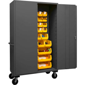 Durham Mobile Bin Cabinet 3502M-BLP-42-95 - 42 Yellow Bins 48