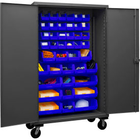 Durham Mfg.® Mobile Cabinet 42 Blue Bins 12 Gauge 48