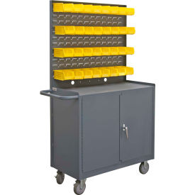 Durham Mfg. Mobile Bench Cabinet Louvered Panel 32 Bins 46