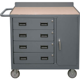 Durham Mfg. Mobile Bench Cabinet 4 Drawers Shop Top Square Edge 41-7/8
