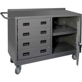 Durham Mfg. Mobile Bench Workstation Locking Door/4 Drawers Shelf 54-1/16